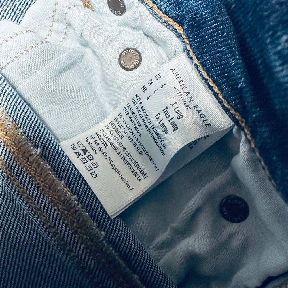 American Eagle Curvy Super High Rise Baggy Straight Jeans Womens 4 X-Long 28x28 - Picture 5 of 12